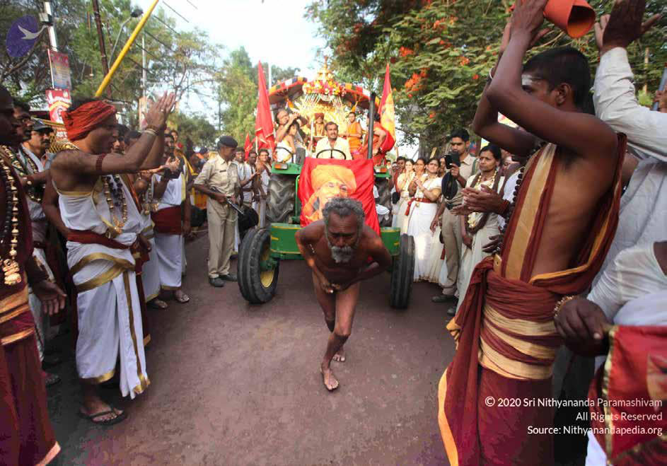 two aghoris subsequently pulled the chariot of The SPH just with their genital organs.